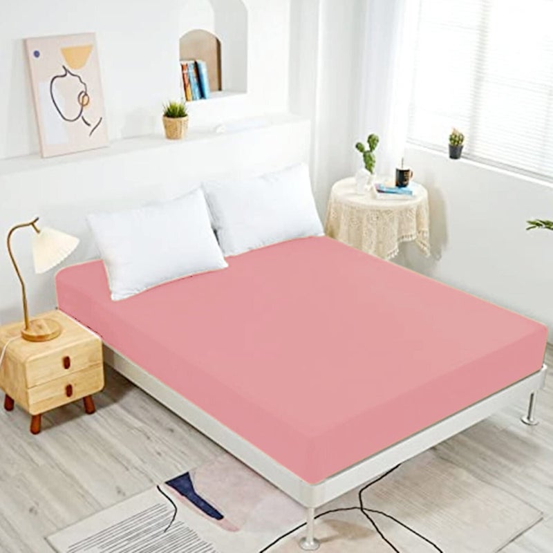 NHNHN Fitted Sheet-Deep Pockets-Soft Microfiber-Easy Care-Shrinkage and Fade Resistant-Fitted Sheets Twin Size for Girl Teens Kids-Only 1 Fitted Sheet (Twin, Blush) - Image 1